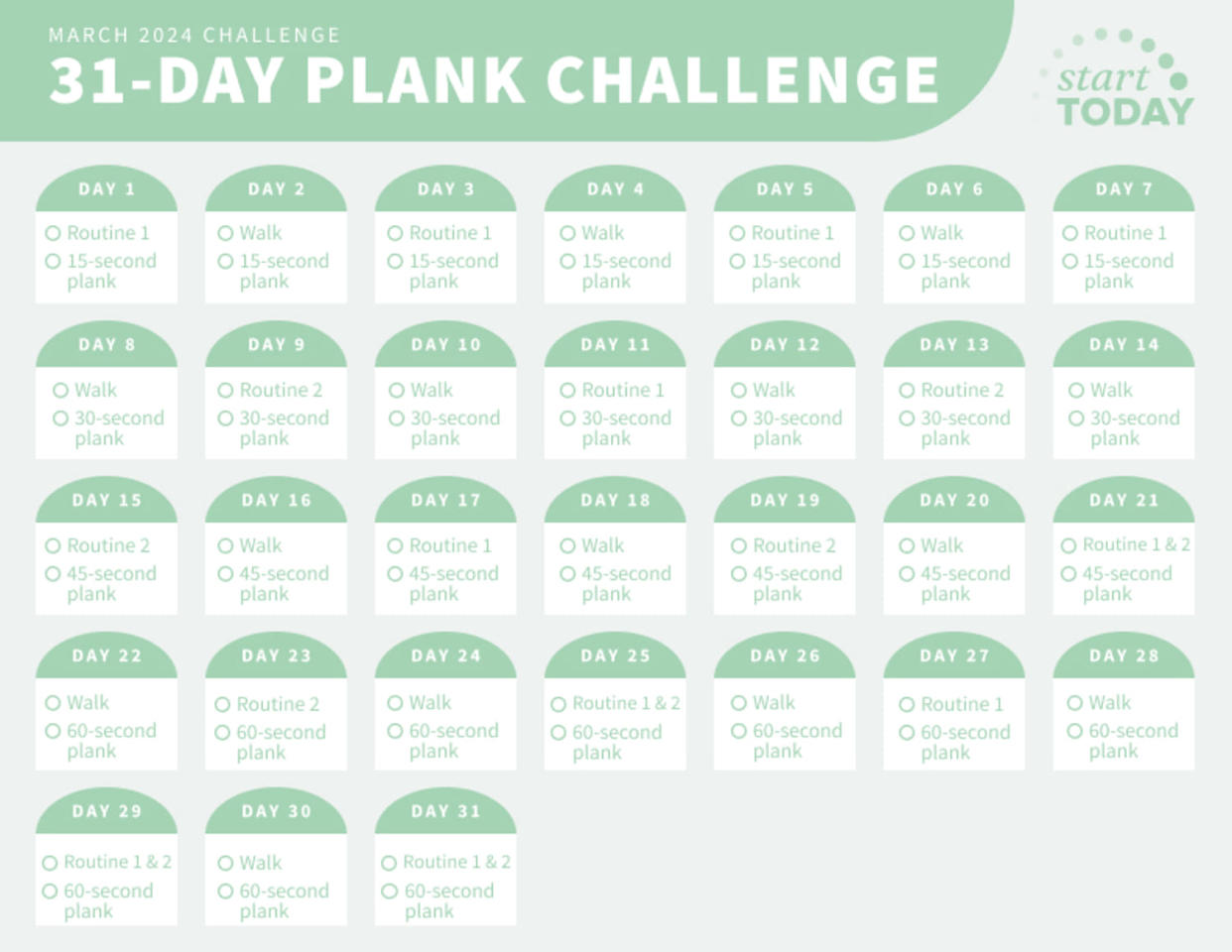 A 31-day plank challenge to strengthen your core and boost metabolism