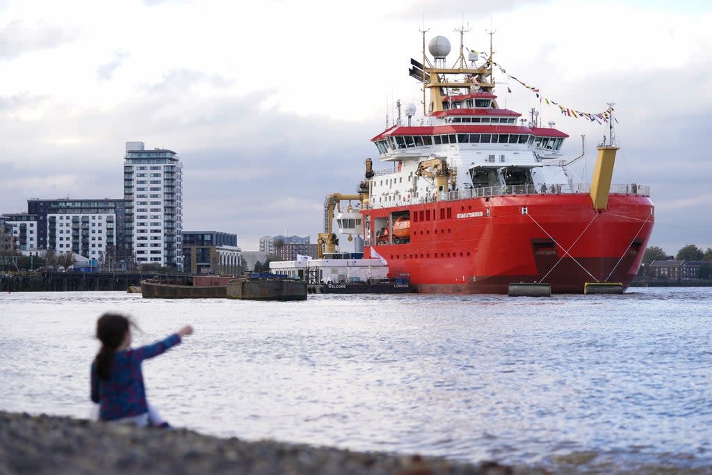 The RRS Sir David Attenborough docked in Greenwich (Kirsty O’Connor/PA) (PA Wire)