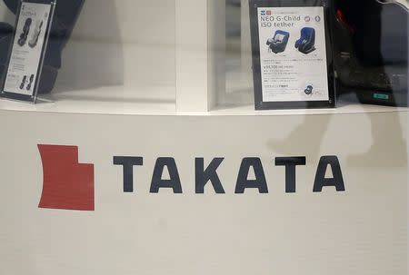 Displays of Takata Corp are pictured at a showroom for vehicles in Tokyo November 5, 2014. REUTERS/Toru Hanai