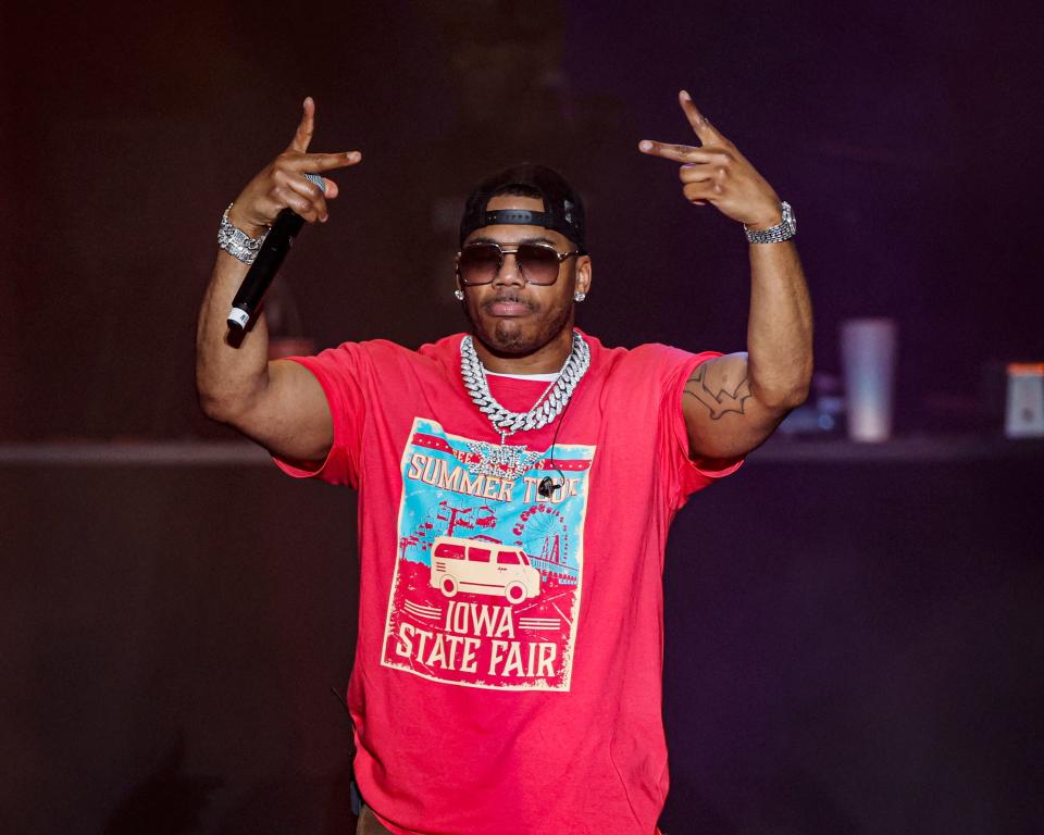 Nelly performs for a standing-room-only crowd at the Iowa State Fair Grandstand on Saturday, Aug. 13, 2022, in Des Moines.