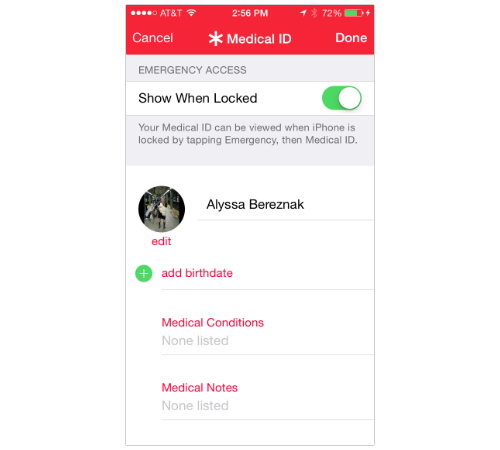 HealthKit's Medical ID feature