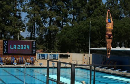 Pool facilities at UCLA that would be a part of the the Athletes Village is shown as LA 2024 hosts a media tour of the campus in their bid for the Summer 2024 Olympic Games in Los Angeles, California, U.S., May 11, 2017. REUTERS/Mike Blake