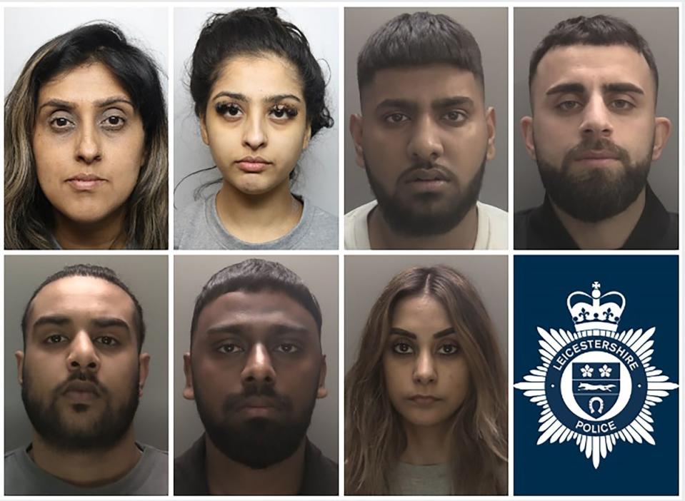 (left to right from top) Ansreen Bukhari, Mahek Bukhari, Raees Jamal, Rekhan Karwan, Sanaf Gulamustafa, Ameer Jamal, Natasha Akhtar (Leicestershire Police/PA Wire)