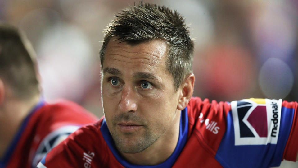 Mitchell Pearce looks on as the Knights win.