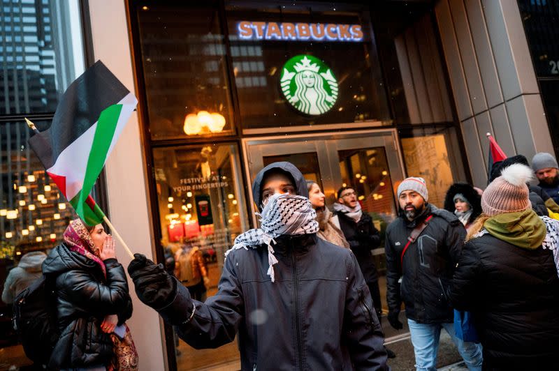 FILE PHOTO: Activists of the group "Chicago Youth Liberation for Palestine" protest in support of Palestinians