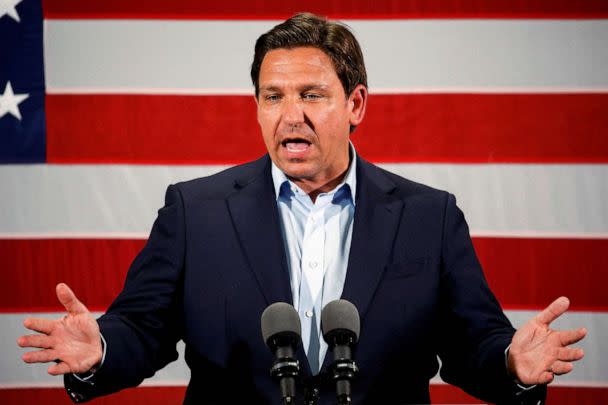 PHOTO: FILE - Florida Governor Ron DeSantis speaks during a rally in Hialeah, Fl., Nov. 7, 2022. (Marco Bello/Reuters, FILE)