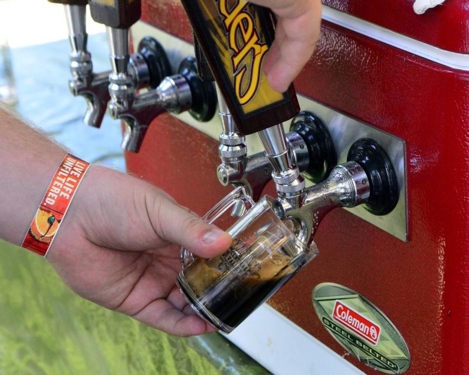 Beers on tap during a past year’s Central Valley Brewfest at the Stanislaus County Fairgrounds.