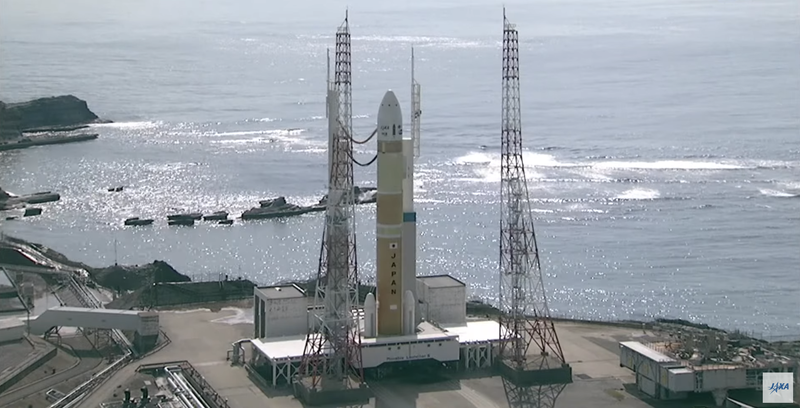 The H3 rocket on the launchpad for its attempted launch on February 17.