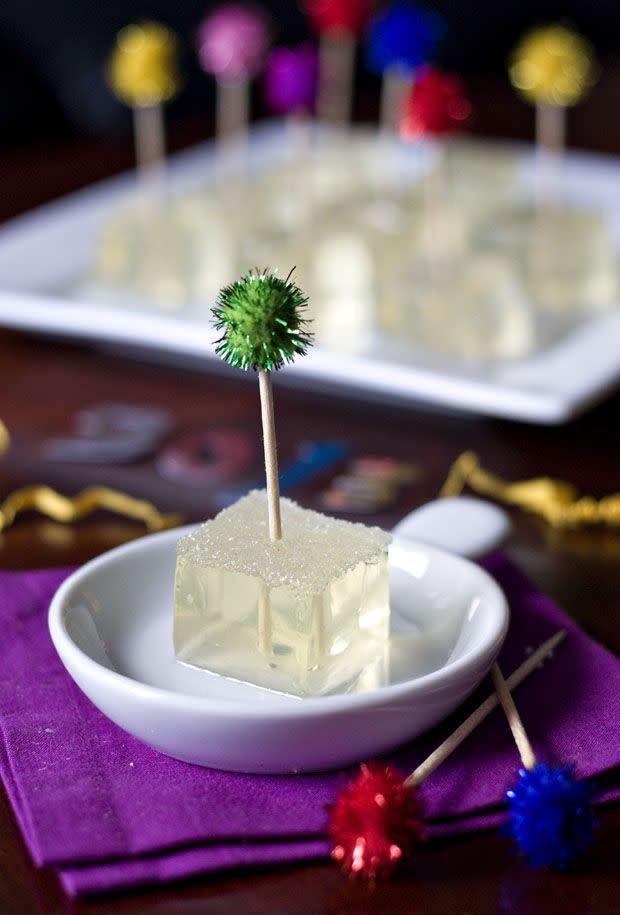 Champagne Jello Shots with Sparkly Toothpicks