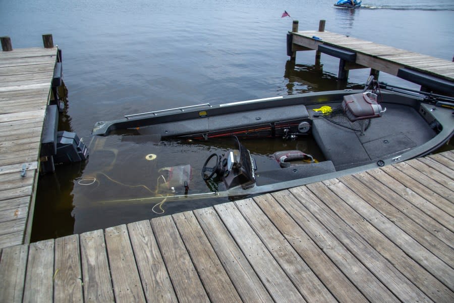 Storm damage at the Lake Palestine Marina