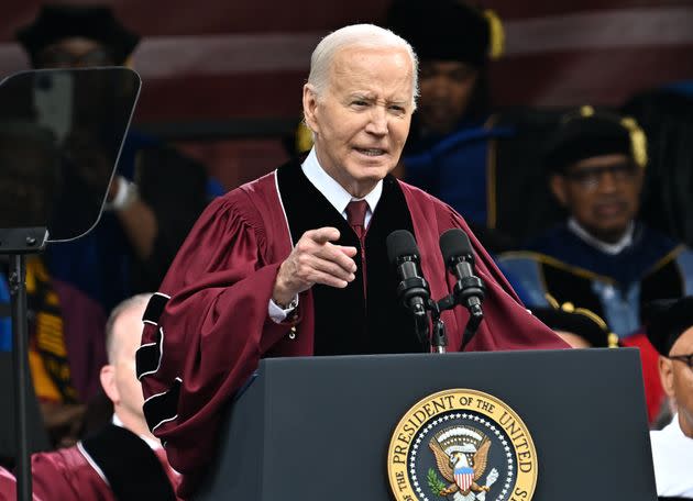 President Joe Biden speaks during the commencement ceremony of Morehouse College, a historically Black men's college, in Atlanta on May 19.