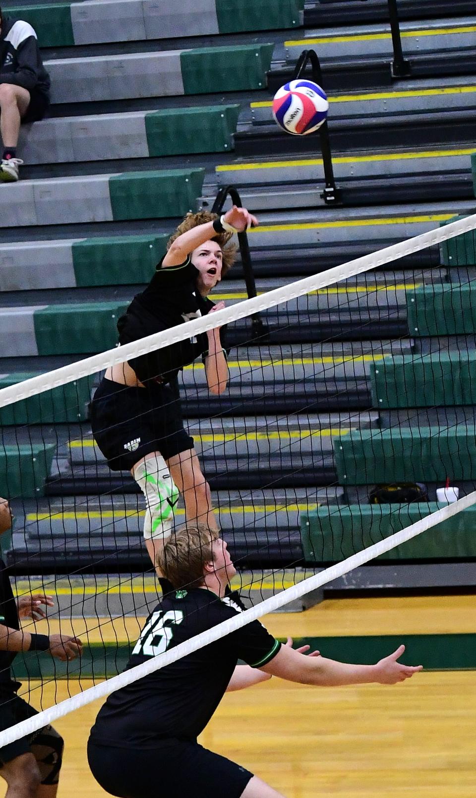 Carson Jungkunz was a freshman star for Badin, nailing down over 200 kills and digs in 2023.