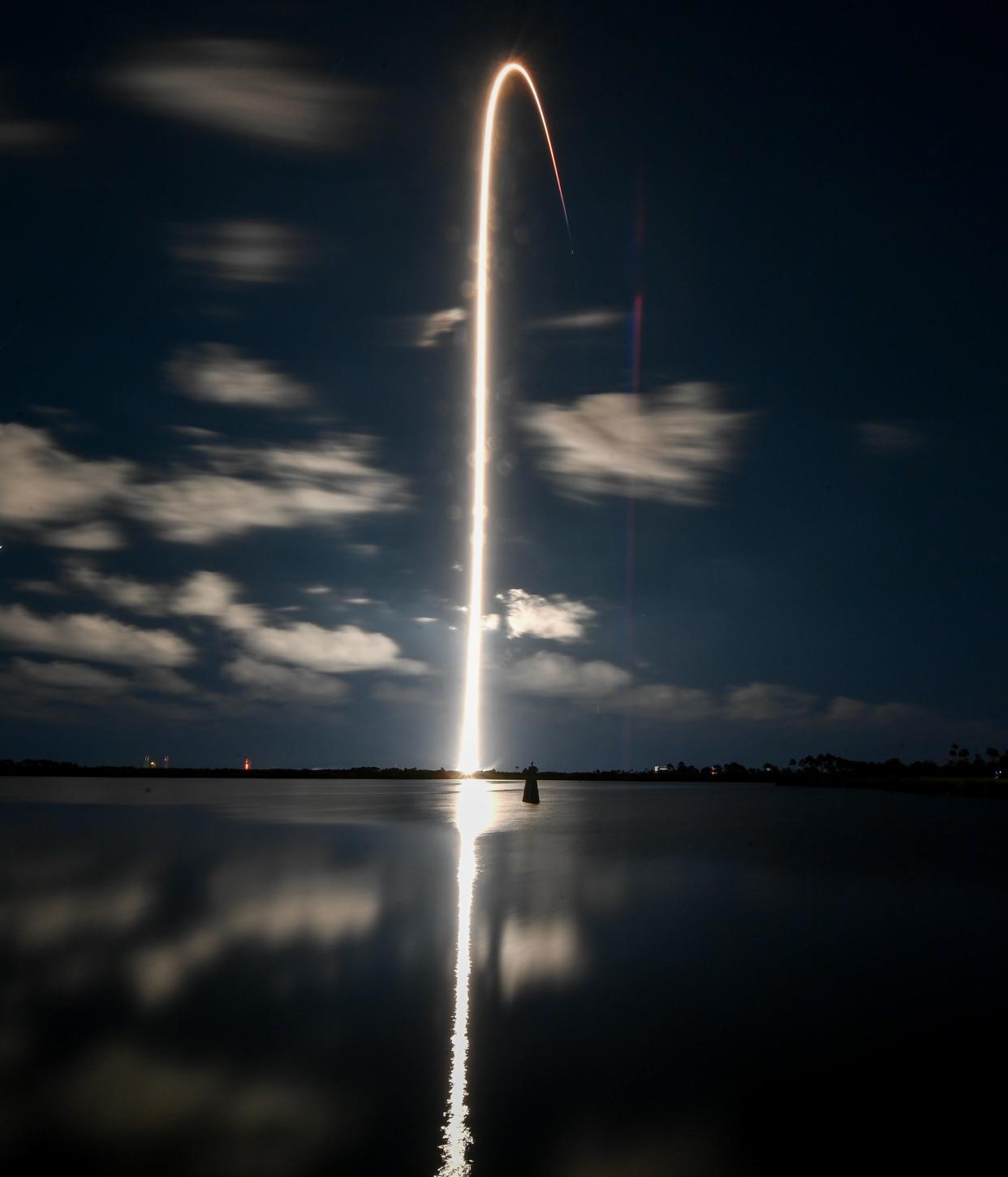 A SpaceX Falcon 9 rocket lifts off Tuesday from Cape Canaveral Space Force Station.