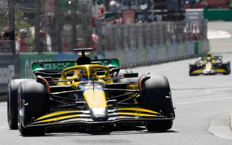 Oscar Piastri driving up the hill at Monaco