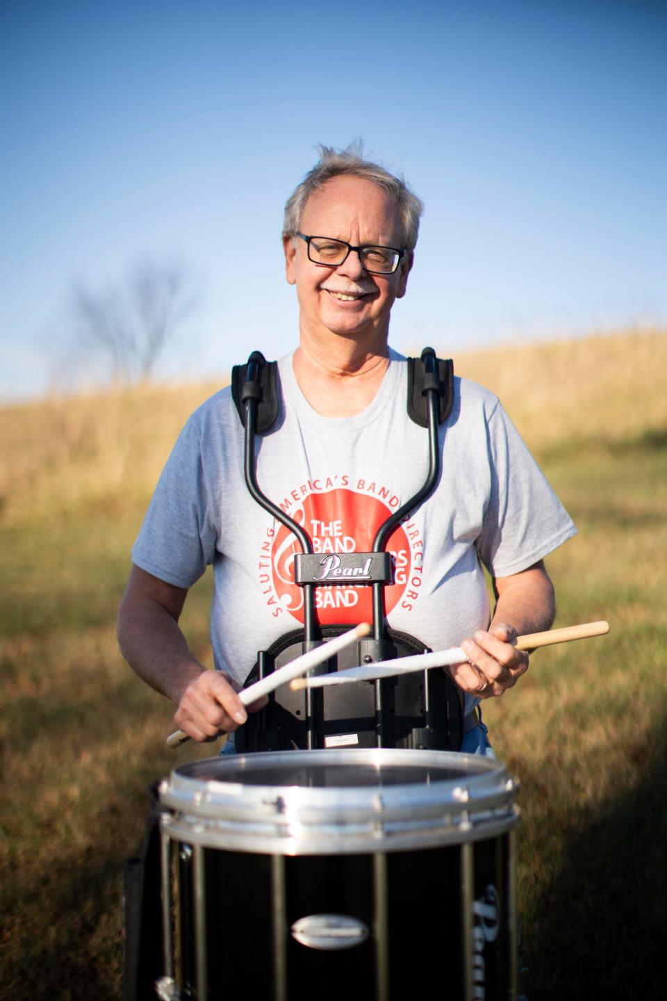 Newark resident Thomas McLeish, 67, a retired band director in Ohio schools, is preparing to march and play his snare drum with the Band Directors Marching Band in the Macy’s Thanksgiving Day Parade. He will be honoring his old friend and Otterbein University classmate, Michael D. Sewell, longtime band director at Pickerington High School and Pickerington High School Central, who died in 2017.