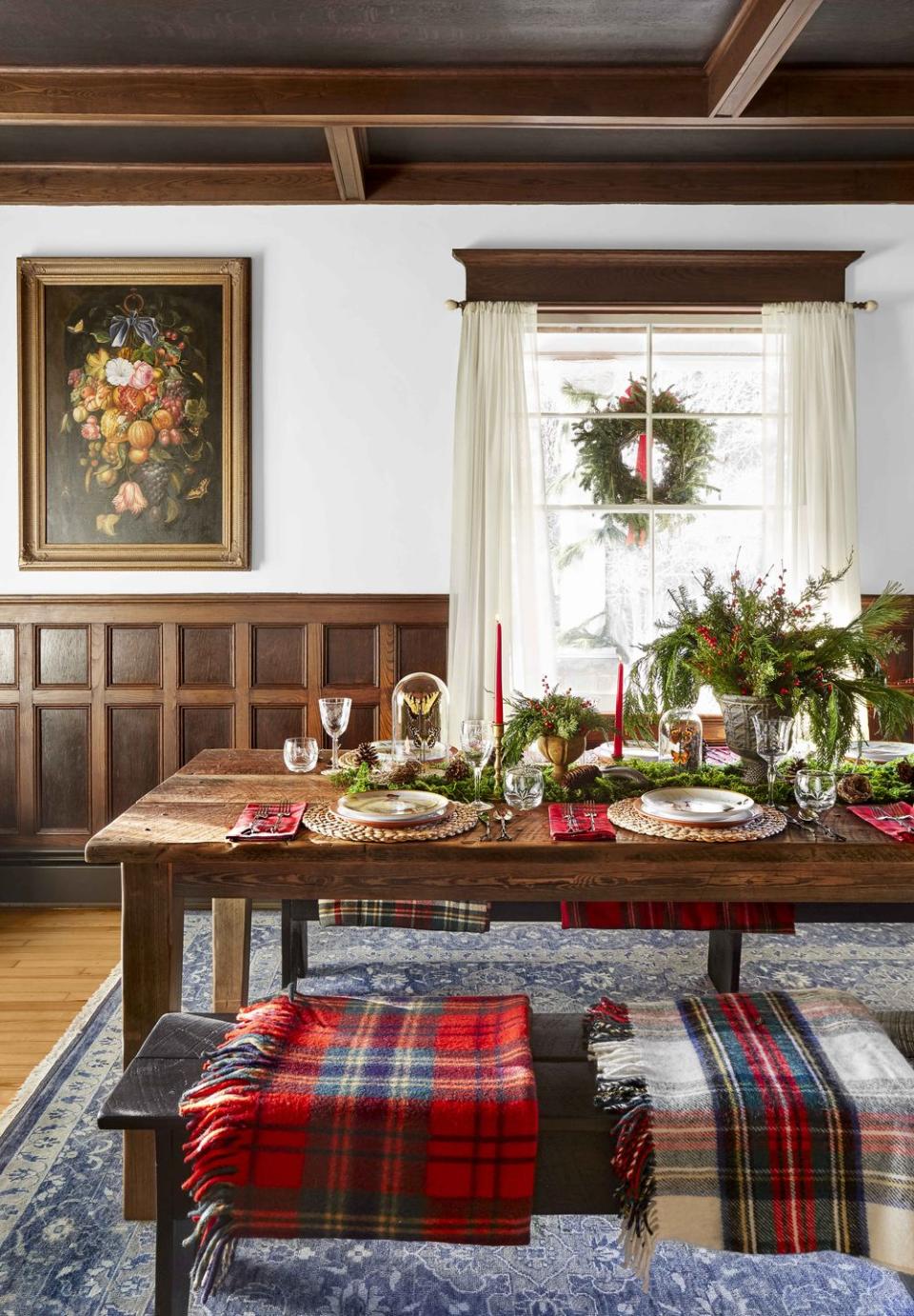 Tartan and Greenery Centerpiece