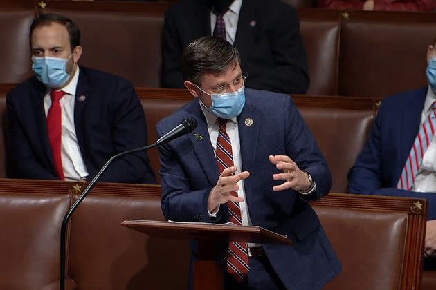 Rep. Mike Johnson (R-La.) speaks during the House debate on ratifying the 2020 presidential election at the U.S. Capitol on Jan. 6, 2021.