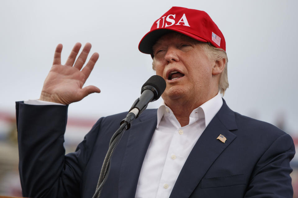 <p> FILE - In this Saturday, Dec. 17, 2016 file photo, President-elect Donald Trump speaks during a rally at Ladd-Peebles Stadium in Mobile, Ala. On Saturday, Dec. 16, 2017, several people familiar with Trump's transition organization say special counsel Robert Mueller's team has gained access to thousands of private emails sent and received by Trump officials before the start of his administration. (AP Photo/Evan Vucci) </p>