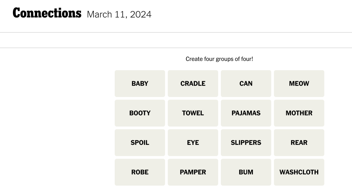 <em>Today's NYT Connections puzzle for Monday, March 11</em><em>, 2024</em><p>The New York Times</p>