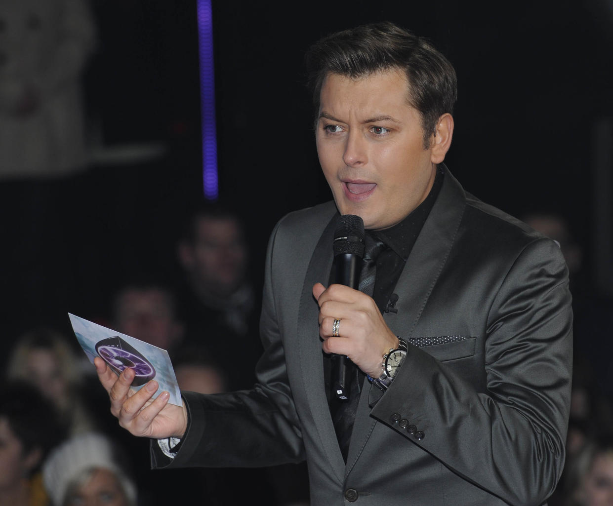 Brian Dowling announces that Andrew Stone (not pictured) will be evicted from the Celebrity Big Brother House at the Elstree Studios, Borehamwood. Picture date: Tuesday January 10, 2012. See PA story SHOWBIZ Brother.   (Photo by Rebecca Naden/PA Images via Getty Images)