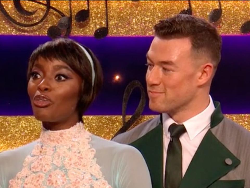 ‘Strictly’ stars AJ Odudu and Kai Widdrington have been at centre of romance rumours (BBC iPlayer)