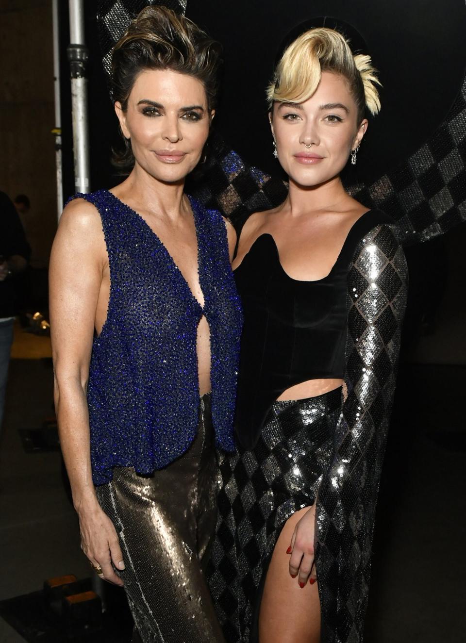 Lisa Rinna and Florence Pugh attend the Harris Reed show