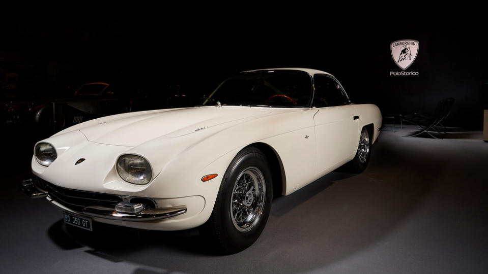 A restored 1964 Lamborghini 350 GT.