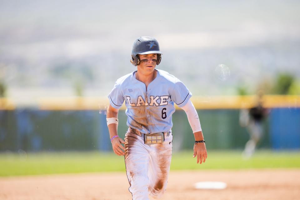 Westlake’s Drew Smith runs during the first round of the 6A boys baseball state playoffs at Westlake High School in Saratoga Springs on Monday, May 15, 2023. | Ryan Sun, Deseret News