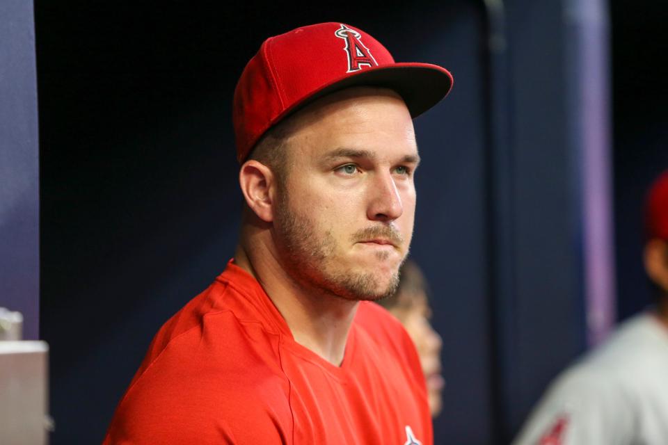 Los Angeles Angels center fielder Mike Trout hasn't played since leaving a July 12 game with back spasms.
