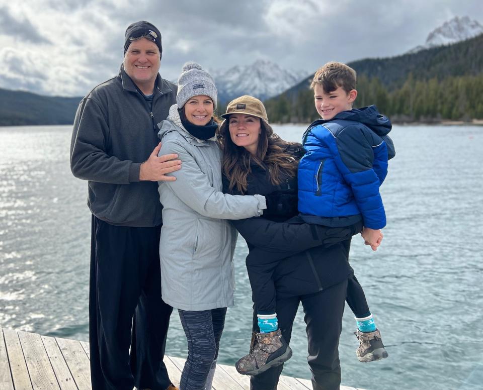 Mindy McCord (second from left) is pictured with husband, Paul, daughter Taylor and son LJ on a family vacation.