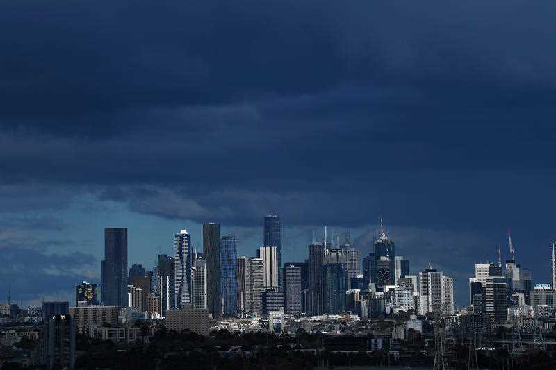 General view of the Skyline in Melbourne ahead of a storm.