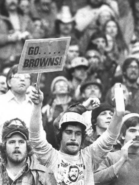 Browns fans cheer on the Kardiac Kids in December 1980 at Cleveland Municipal Stadium.