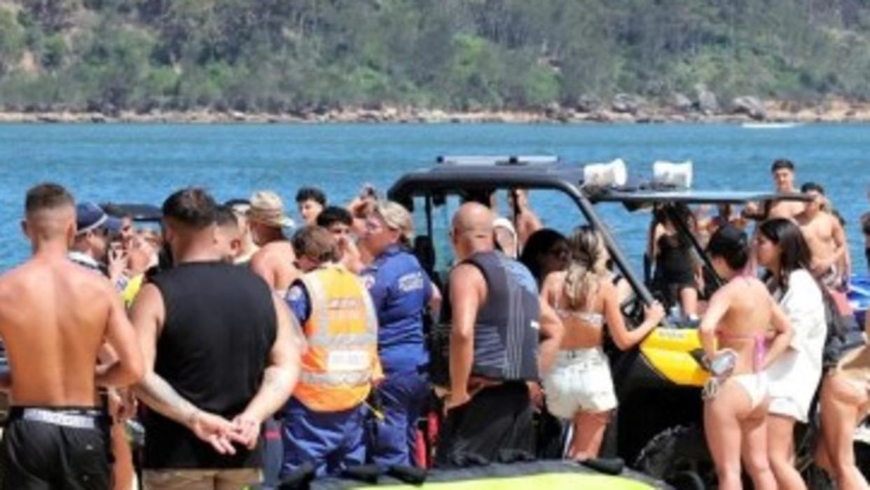 A man has drowned and his son was rescued at Ettalong Beach on the NSW Central Coast on Saturday. Picture: 7NEws