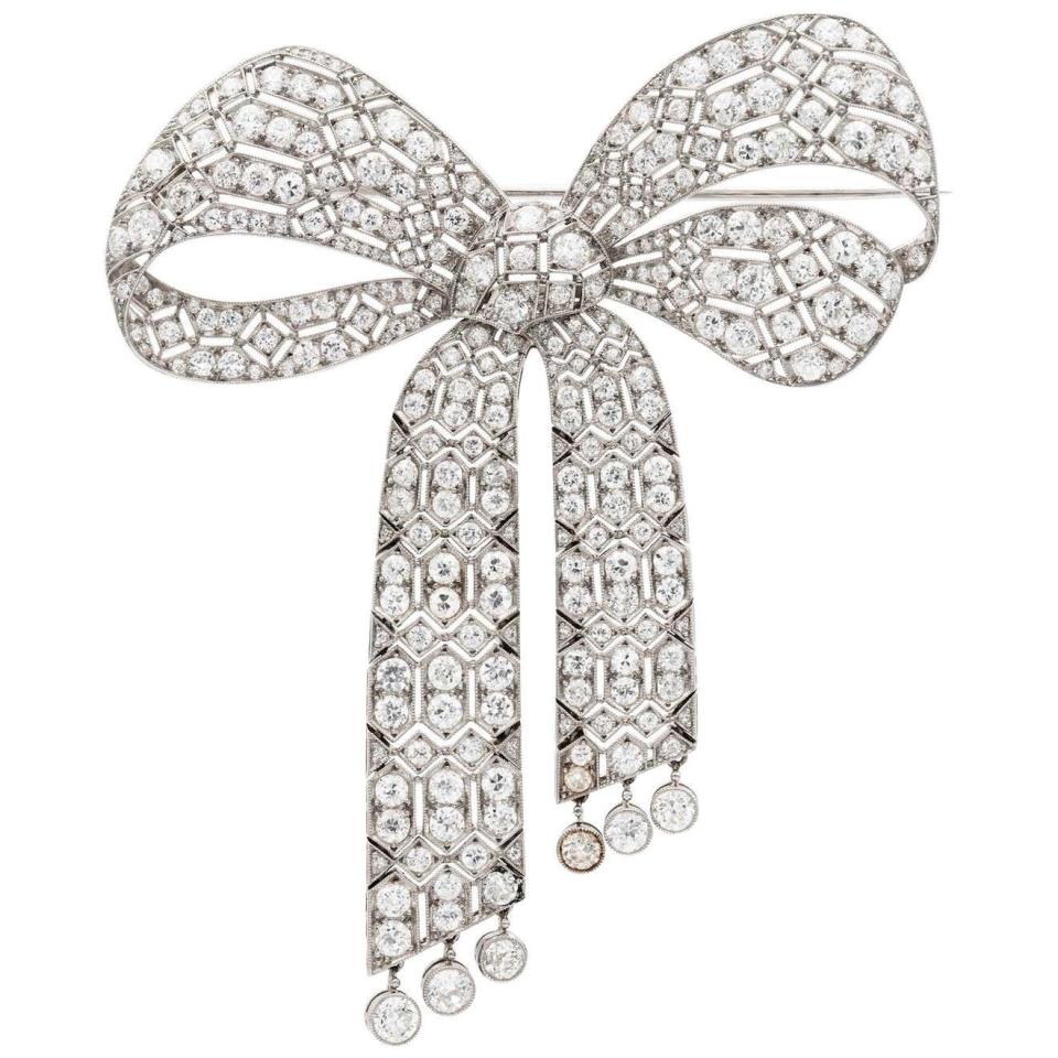 4) Art Deco Diamond Bow Brooch