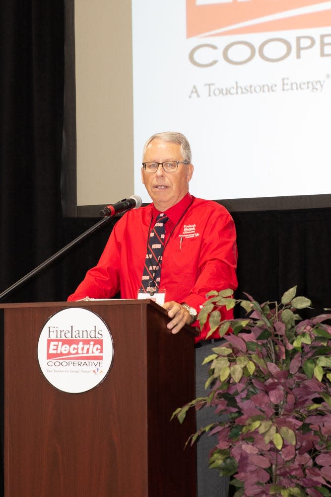 Firelands Electric Co-op General Manager Dan McNaull addressed the crowd regarding reliability and costs during the cooperative’s annual meeting.