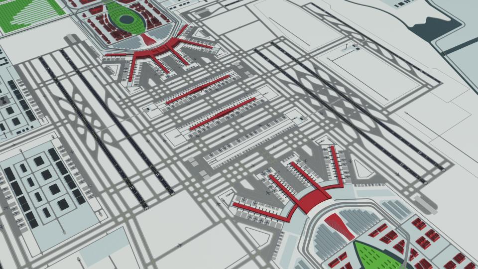 The airport is planned to be able to handle 120 to 200 million passengers a year, which, if capacity were fully used, would make it the world's busiest airport by passenger traffic, surpassing Hartsfield–Jackson Atlanta International Airport. (Image/ Design Copyright of NACO, Netherlands Airport Consultants B.V)