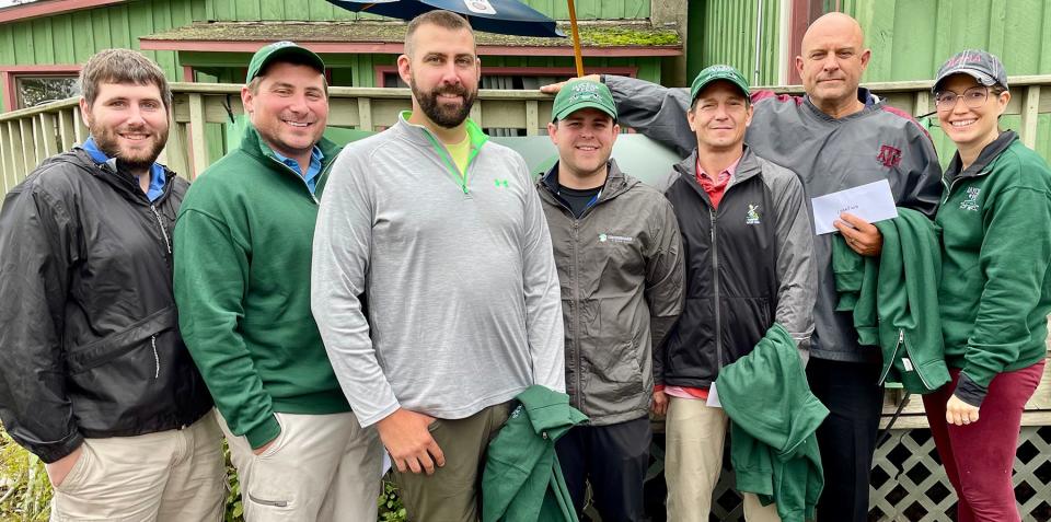 The Honesdale Area Jaycees recently held their 22nd fundraising golf tournament at Cricket Hill. Pictured here are tournament winners and Jaycees members (from left): Craig Ciarrocchi, Luke Davis, Cody Kellam, Troy Langendoerfer, Dan Baker, Sam Steelman, Clare Kerl.