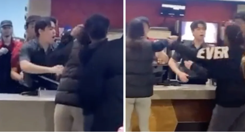 McDonald's counter staff fighting with customers