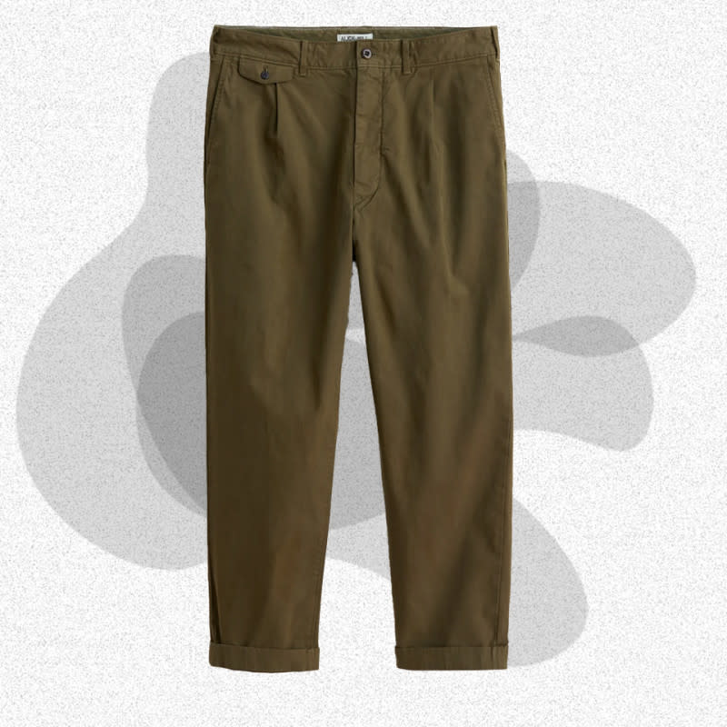 <p>Courtesy of Alex Mill</p><p>These chinos are garment dyed for nuanced color and they're designed with subtle front pleats for roominess and a classic aesthetic. The flapped coin pocket and an X-shaped belt loop at the back give them added flair. Boasting a slightly cropped fit, these men’s pants offer a longer rise and a relaxed leg for weekday-to-weekend wearability.</p><p>[$135; <a href="https://go.skimresources.com?id=106246X1712071&xs=1&xcust=mj-bestkhakipantsmen-jzavaleta-0923-update&url=https%3A%2F%2Fwww.alexmill.com%2Fproducts%2Fstandard-pleated-chino-in-military-olive%3F" rel="noopener" target="_blank" data-ylk="slk:alexmill.com;elm:context_link;itc:0;sec:content-canvas" class="link ">alexmill.com</a>]</p>