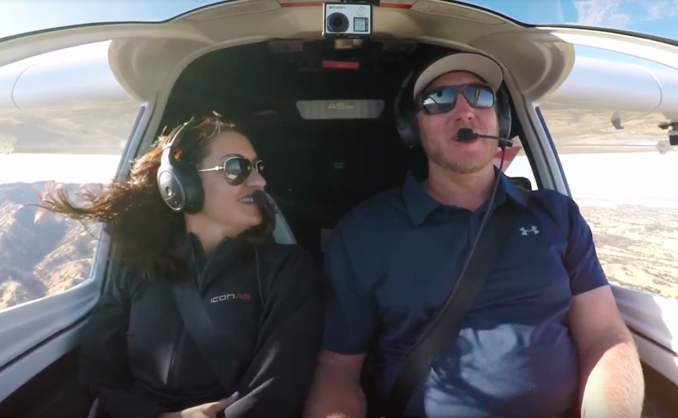 Brandy and Roy Halladay, as seen in a promo video for the Icon A5 plane, released in October 2017. (Icon)