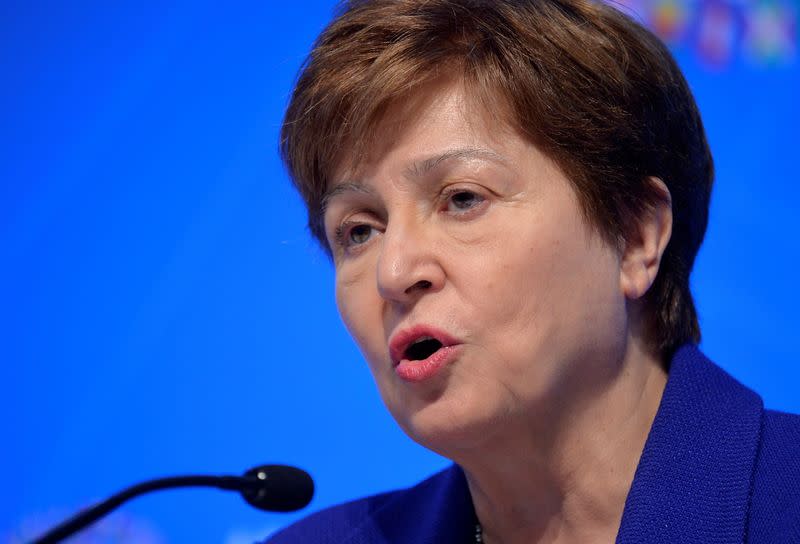 FILE PHOTO: International Monetary Fund (IMF) Managing Director Kristalina Georgieva speaks during a news conference in Washington