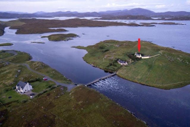 Aerial view of Valasay, Isle of Lewis