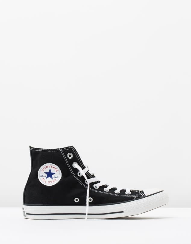 Black and white Converse Chuck Taylor All Star Hi Tops, $115,