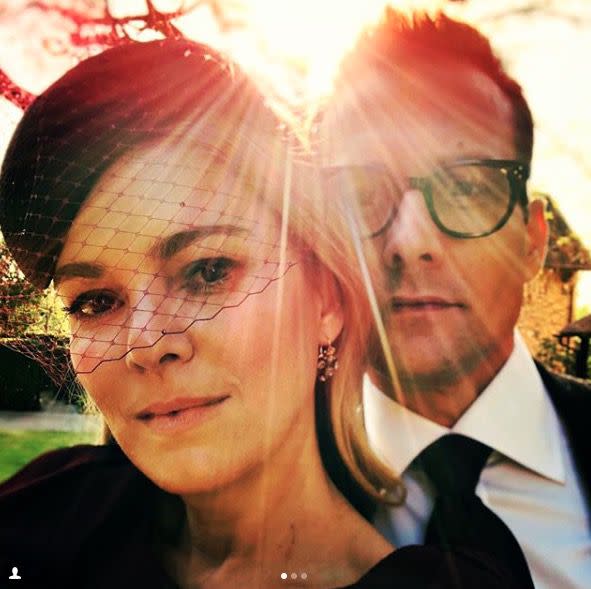 <p><em>Suits </em>star Gabriel Macht posted this picture of he and wife Jacinda Barrett at the wedding.</p>