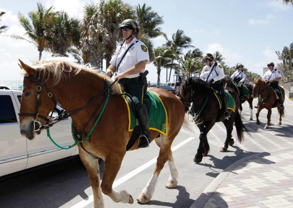 BSO’s Mounted Unit demonstrated its special Spring Break deployment along the beach in Deerfield Beach in 2008.
