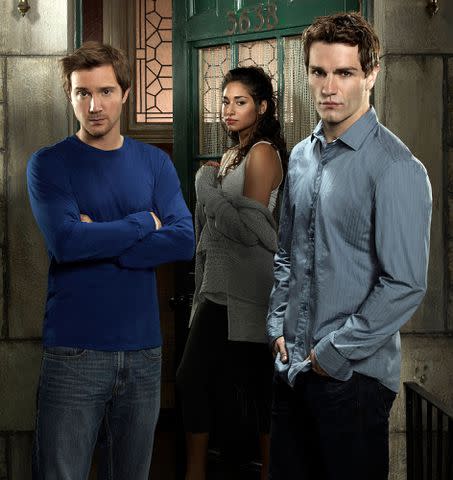 <p>Jill Greenberg/SYFY</p> Sam Huntington, Meaghan Rath, and Sam Witwer on 'Being Human'