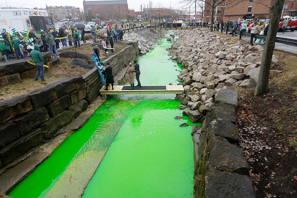 For the third straight year on Friday, the city of Ashland turns Center Run Creek green for St. Patrick's Day.