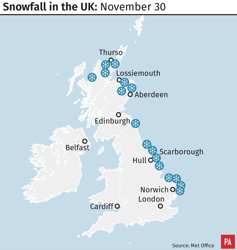 The cold weather is expected to continue. (PA)