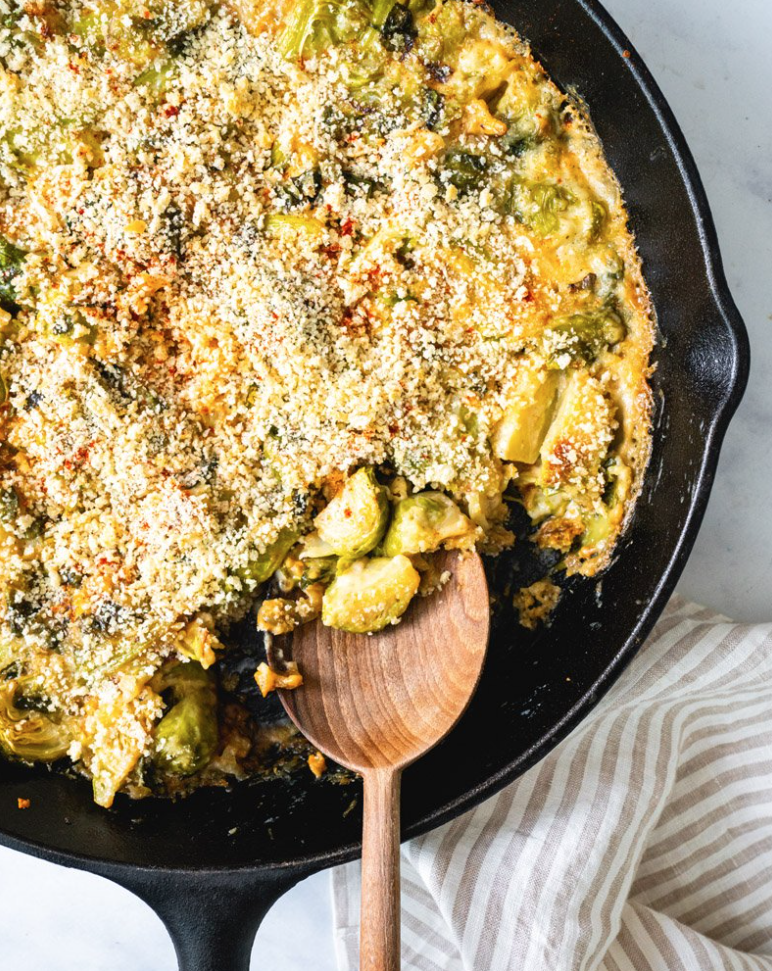 <p>Fall’s favorite mini green tastes even better when baked into a buttery, cheesy, bread-crumb-packed casserole. It’s a decadent side dish that won’t leave you feeling overly heavy. </p><p><em><a href="https://www.acouplecooks.com/brussels-sprout-casserole/" rel="nofollow noopener" target="_blank" data-ylk="slk:Get the recipe from A Couple Cooks »;elm:context_link;itc:0;sec:content-canvas" class="link ">Get the recipe from A Couple Cooks »</a></em></p>