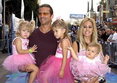 Lorenzo Lamas and Shauna Sand Lamas and girls at the Hollywood premiere of Monsters, Inc.